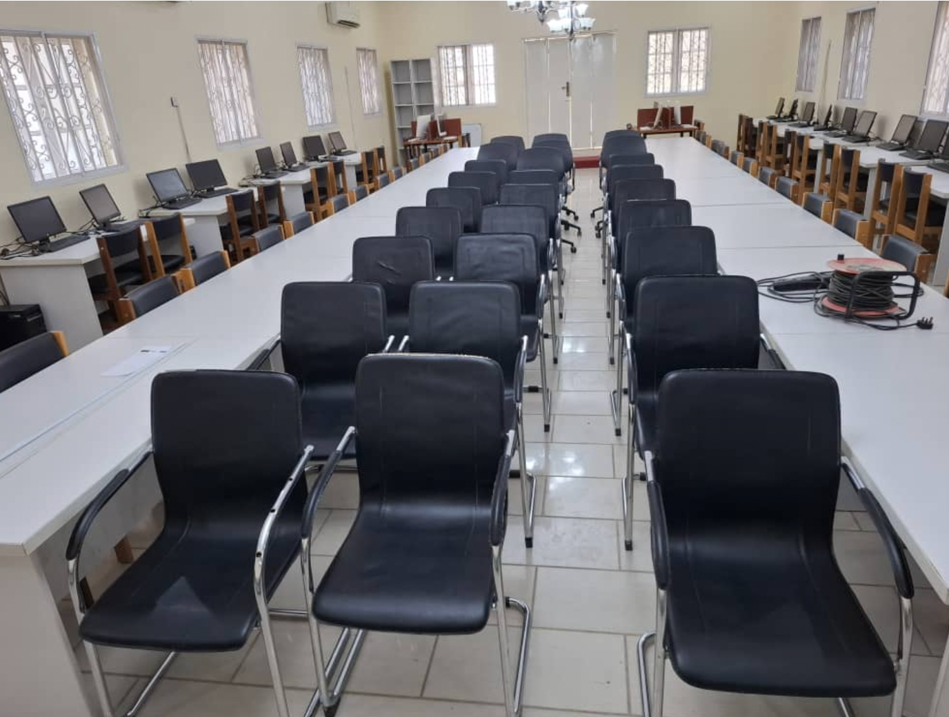 Training lab chairs and computers